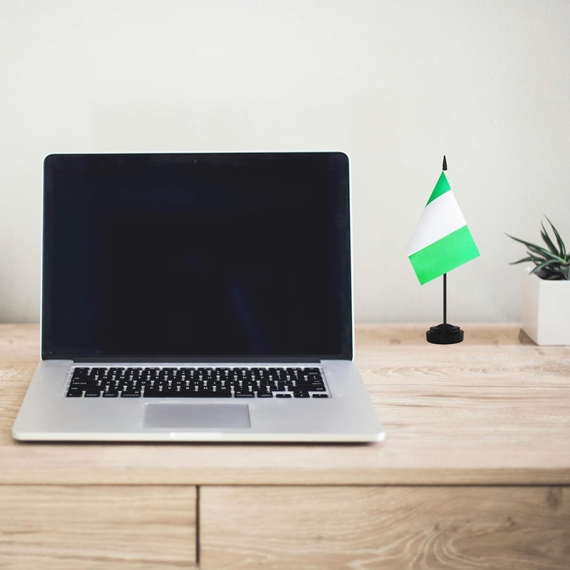 Yamiuo 2 Pack Nigeria Desk Flag Set, Nigerian Desktop Small Miniature Table Office Flag with 12" Black Pole and Black Base, Offices, Classroom, Home, Festival Decoration (Nigeria) - Image 5